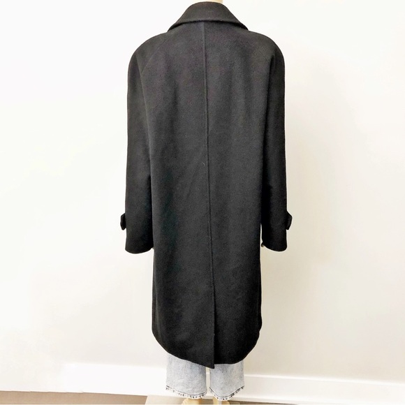 Vintage Cashmere Wool Fil A Fil Oversized Classic Black Pea Coat Winter Jacket - Picture 15 of 16